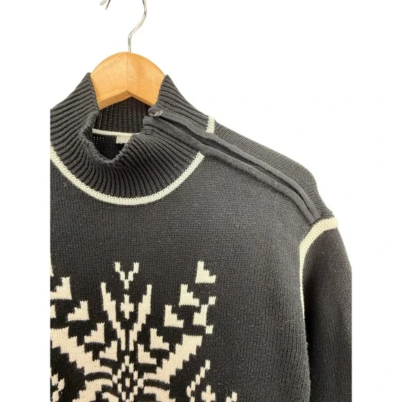 T by Talbots Womens Black Snowflake Fair Isle Mock Neck Zip Sweater Size S - Picture 4 of 14